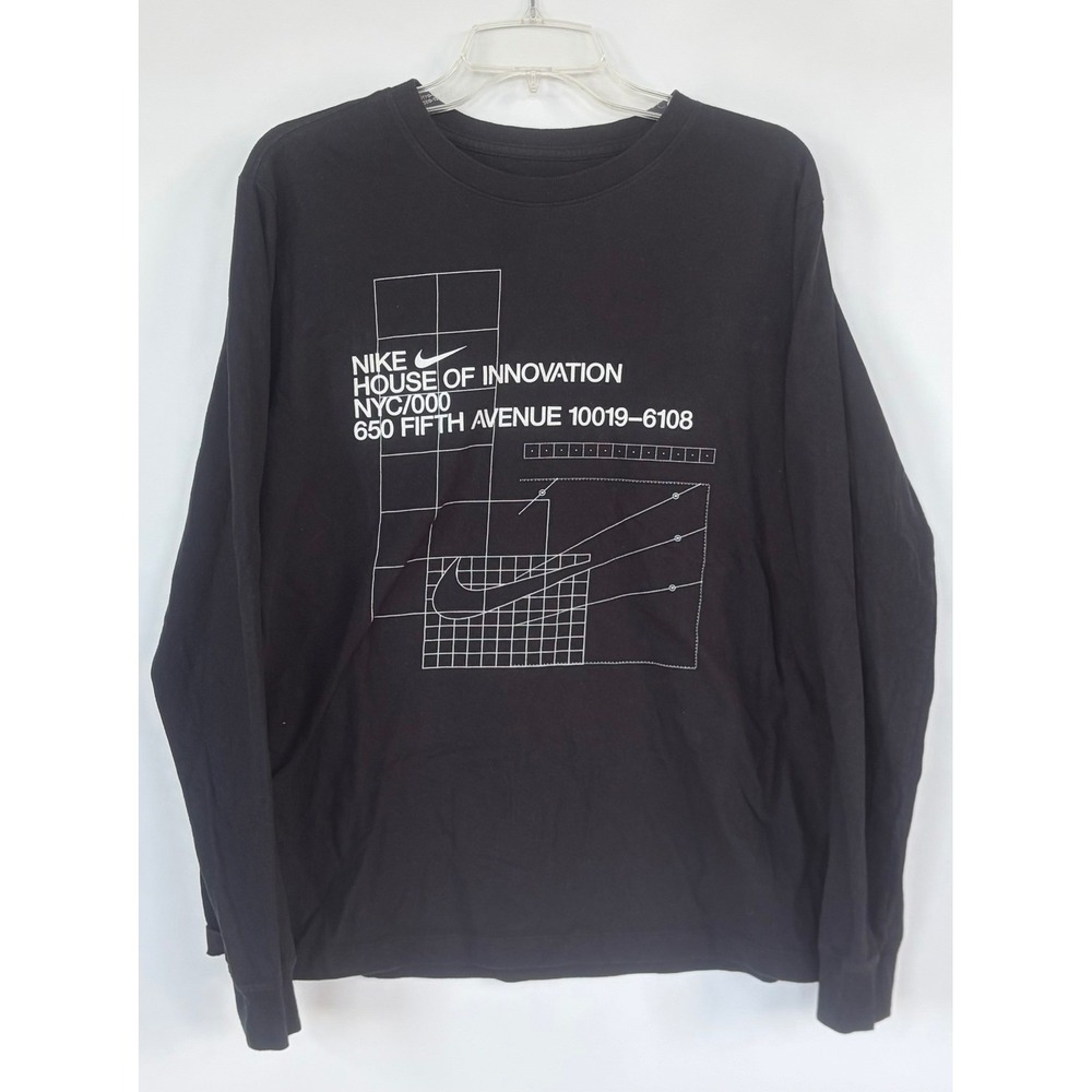 Nike NYC 000 House‎ of Innovation Black Long Sleeve Graphic T-Shirt Mens Large